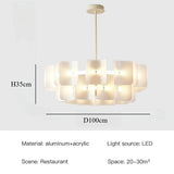 White Large Chandelier Minimalist Wabi Sabi Acrylic Lamp Dining Living Room Hotel Lobby Hanging Lamp Fixture