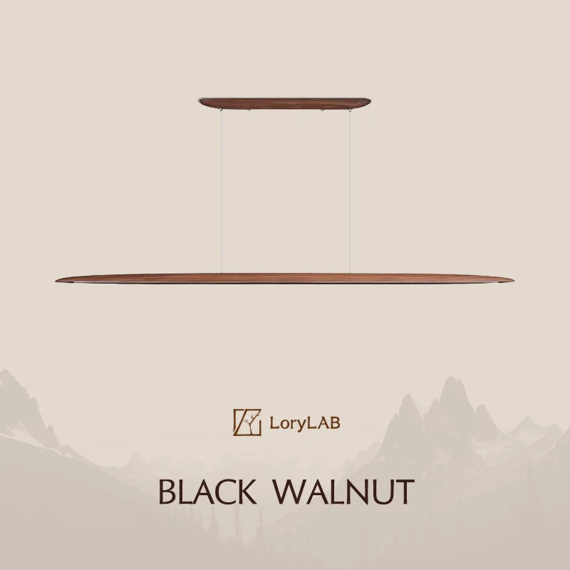 Walnut Wood Linear LED Pendant Light Fixture Dinning Room Light Island Lights for Dining Room Kitchen Island Pool Table