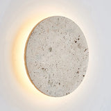 Wabi-Sabi Japanese Style Bedroom Bedside Wall Lamp Retro Homestay Corridor Aisle Porch Round Yellow Travertine Led Lighting