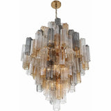 Crystorama Addis Polished Chrome Murano Glass Chandelier - Modern Luxury Pendant Light Fixture for Villa Staircase, Living Room & Hotel
