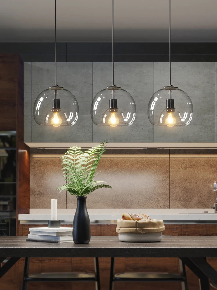 Modern Retro Glass Dining room Bedroom Living Room Chandelier Amber Smoke Gray Glass Small Chandelier Ambient Lighting E27
