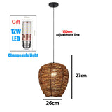 Handmade Vintage Pendant Lamp Bamboo Restaurant Café Chandeliers Wood Base E27 Bulb Lighting Hotel Bedroom Interior Classical