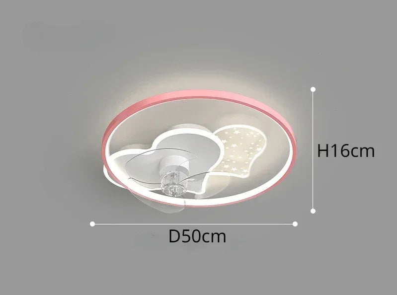 Nordic Ceiling Fan Lamp for Bedroom Kids Room Stylish Decor with Tiny LED Spotlights Ideal for Nursery and Children's