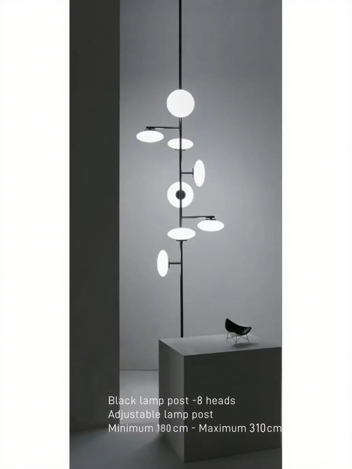 European Creative Minimalist White Glass LED Floor Lamp,Vertical Multi-head Metal Frame Bedside Living Dining Home Decoration