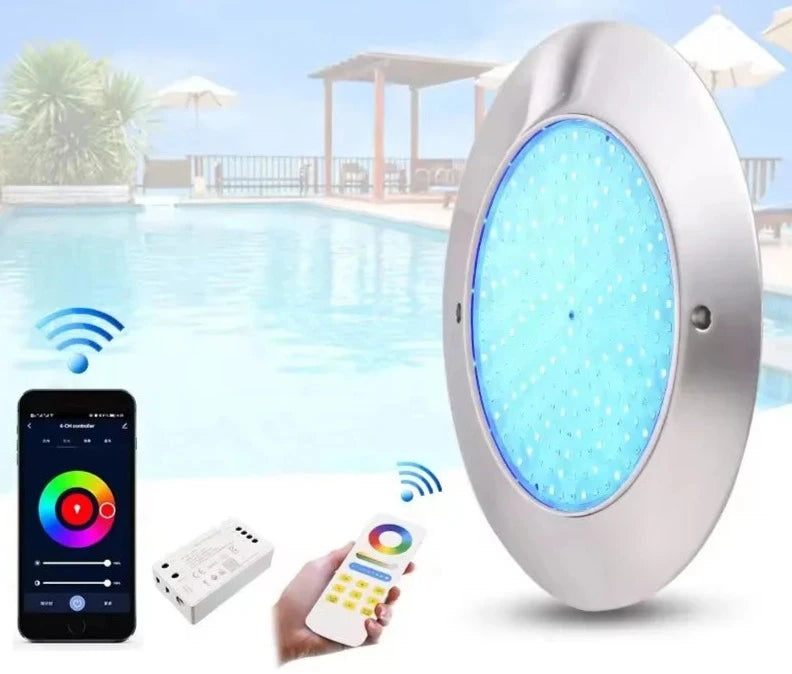Ultra-Thin 18W 35W Stainless Steel Underwater Pool Lights RGB DC12V/24V Phone Tuya WIFI Controller Music IP68 Pipe Piscina Lamp