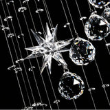 Luxury Spiral K9 Crystal Pendant Light Long Star Crystal Chandelier For Duplex Stairwell Villa Entrance Indoor LED Lighting