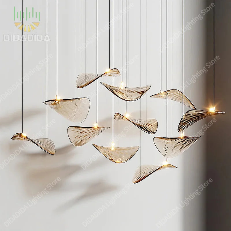 2026 New French Clear Glass Lustre Chandelier, Custom Hardware Pendant Lamp for Duplex Stairwell, Elegant Light for Ceilings