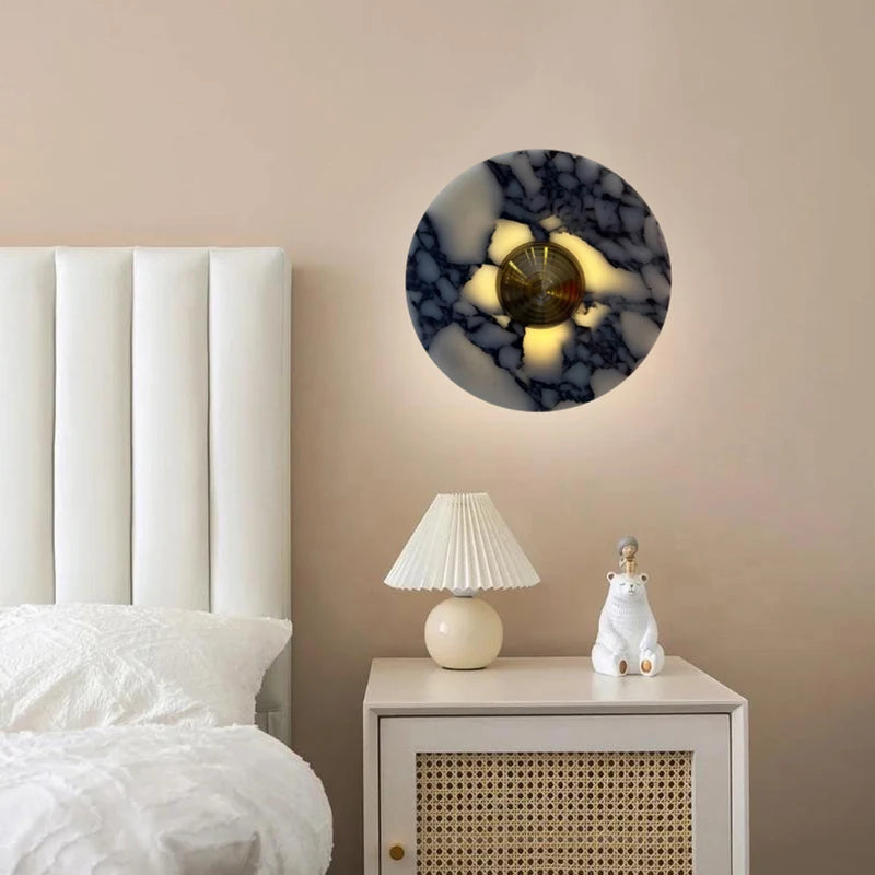 New Style Art Deco Wall Light Stone Gold Metal For Bedroom Foyer Stairs Aisle Drop shipping 3000K Atmosphere Lamp 20/25/30cm