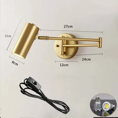 Adjustable Swing Long Arm LED Wall Lamps Modern Touch Sensor Internal Wall Washer Household Bedside Switch Decors Sconce Lights