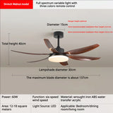 Vintage Walnut Wood Ceiling Fan with Light - French Retro Fan for Living Room