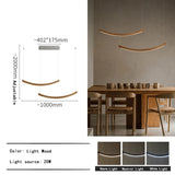 2026 Wood Arch Modern Long Pendant Light - Minimalist LED Dining Table Chandelier