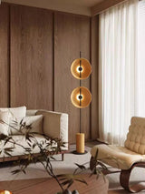 Japanese Round Solid Wood Lamp Mito Floor Lamp Wabi-sabi Retro Tall Lamp for Living Room Study Adjustable Corner Standing Light