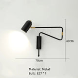 Modern Long Arm Wall Lights Gold Black White Metal Rotatable Foyer Bedside Reading Room Lamp E27 Bulb Drop shipping