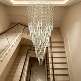 Modern Long Crystal Chandelier For High Ceiling Villa Staircase LED Raindrop Hanging Light Duplex Loft Foyer Ceiling Lamp