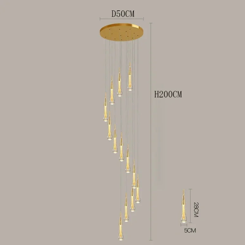 2025 New Modern LED Crystal Pendant Light Lustre Restaurant Bar Composite Staircase Light Living Room Home Decoration Lighting