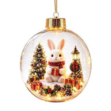 Acrylic Light-Up Christmas Ball Ornament Penguin Snowman Christmas Bauble Ornament Animal Pattern Transparent