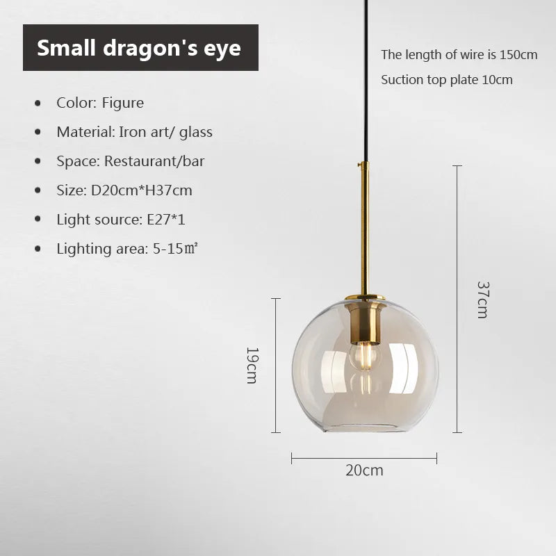 Modern Nordic hanging loft  Glass luster Pendant Light industrial decors Lights Fixtures E27/E26 for Kitchen Restaurant Lamp