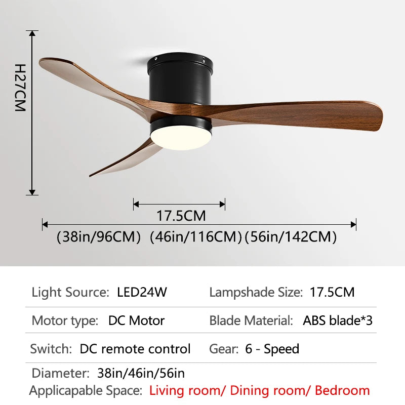 56inch Low Floor Ceiling fan Light LED Ceiling Fan With Light And Control The bedroom Household With fan chandelier 110V 220V