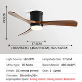 56inch Low Floor Ceiling fan Light LED Ceiling Fan With Light And Control The bedroom Household With fan chandelier 110V 220V