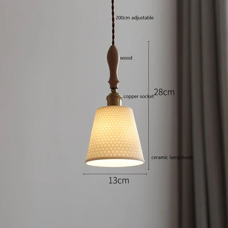 Butterfly Ceramic LED Pendant Lamp Beside Wooden Handle Copper Socket Home Decors Bedroom Dining Living Room Light Hang lamp