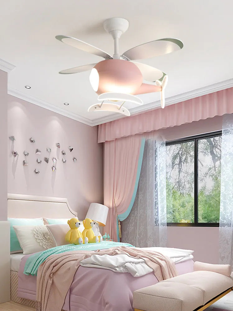 Children's Room Helicopter Ventilation Fan Lamp LED Eye Protection Lamp Ceiling Fan Lamp Room Lighting 110V~220V