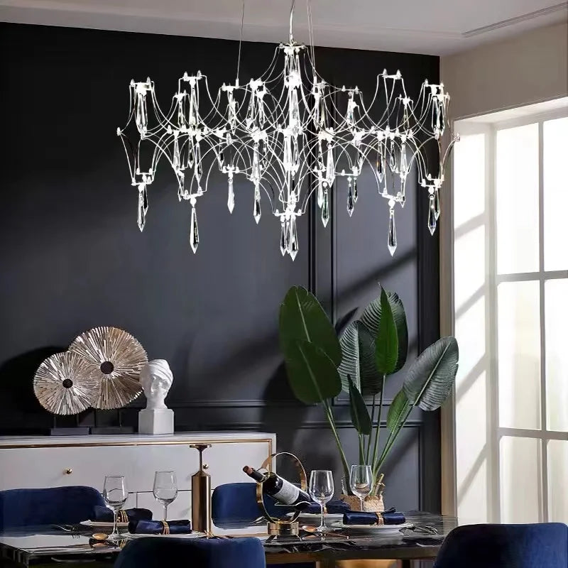 Starry Crystal Chandelier Living Room Light Luxury Modern Hotel Villa Duplex Bedroom Restaurant Fireflies Ceiling Ceiling Light