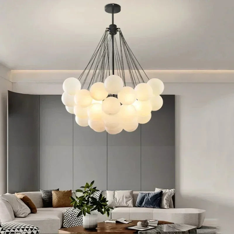 Modern Glass Balls Chandeliers Black/Gold Dining Living Room Bedroom Cafes Hall Home Decor Pendant Light Indoor Lustre Luminaire