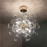 Nordic Designer Chrome Gold Metal LED Pendant Light Modern Artistic Glass Ball Chandeliers for Restaurant Home Decor