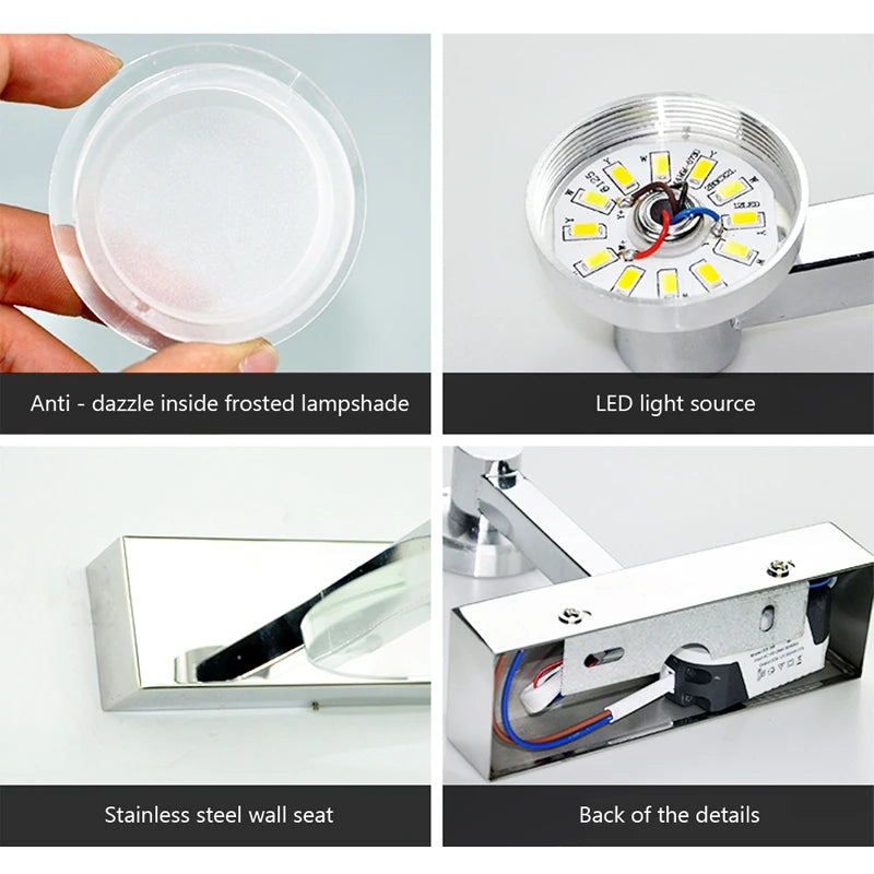 Acrylic mirror headlight wall light bedroom makeup lamp Waterproof and anti-fog mirror front lamp bathroom lighting LED 5W