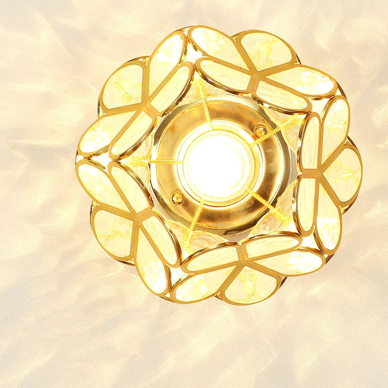 12W Nordic Flower Ball LED Ceiling Lamp E27 Tiffany Iron Acrylic Petal Inlaid Chandelier Aisle Corridor Home Decor Ceiling Light