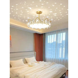 Crown Ceiling Lamp Star Light Children's Princess Room Crystal Flower Bedroom Light Light Luxury Lamp in the Living Room