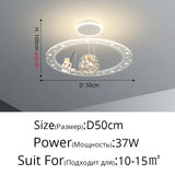 Children's Room Light Creative Space Astronaut Room Pendant Light Cartoon Starry Sky Eye Protection Light Dimmable with Remote
