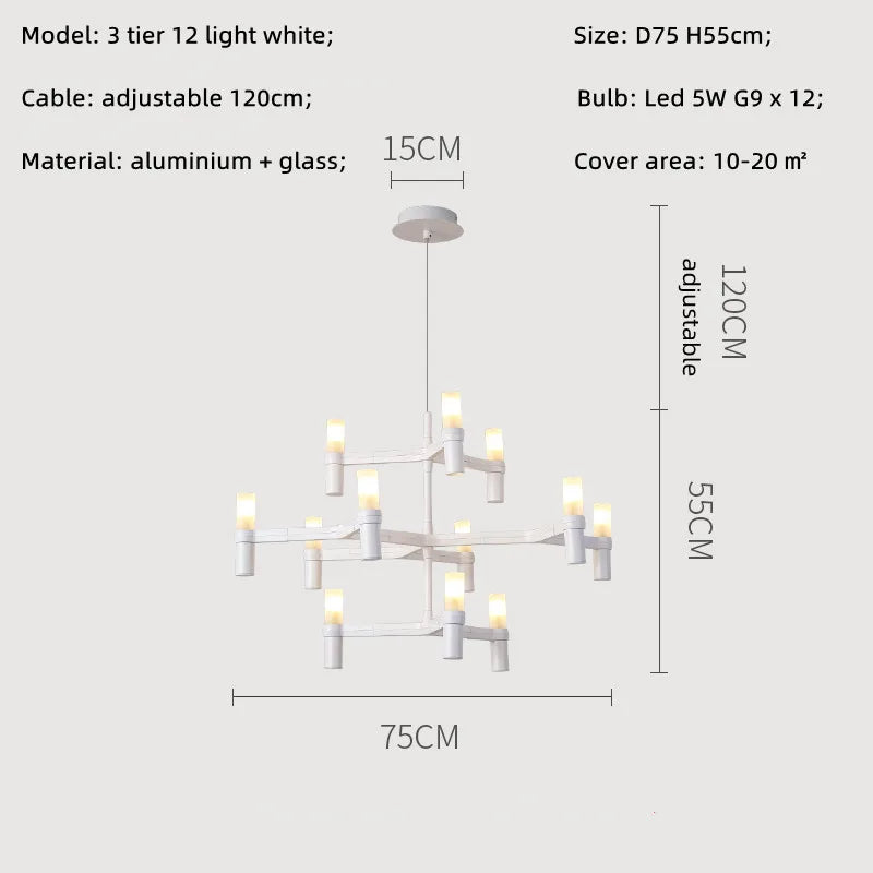Modern Luxury Foyer G9 Led Chandelier Lustre Metal Pendant Chandelier Lighting Stairs Hanging Lamp Deco Led Indoor Light Fixture