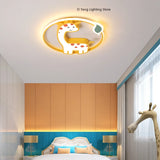 Designer  Led Ceiling Light Girl Bedroom Chandelier Kids Baby Boy Room Decor Cute Giraffe Ceiling Lamp Plafon RC Dimmable