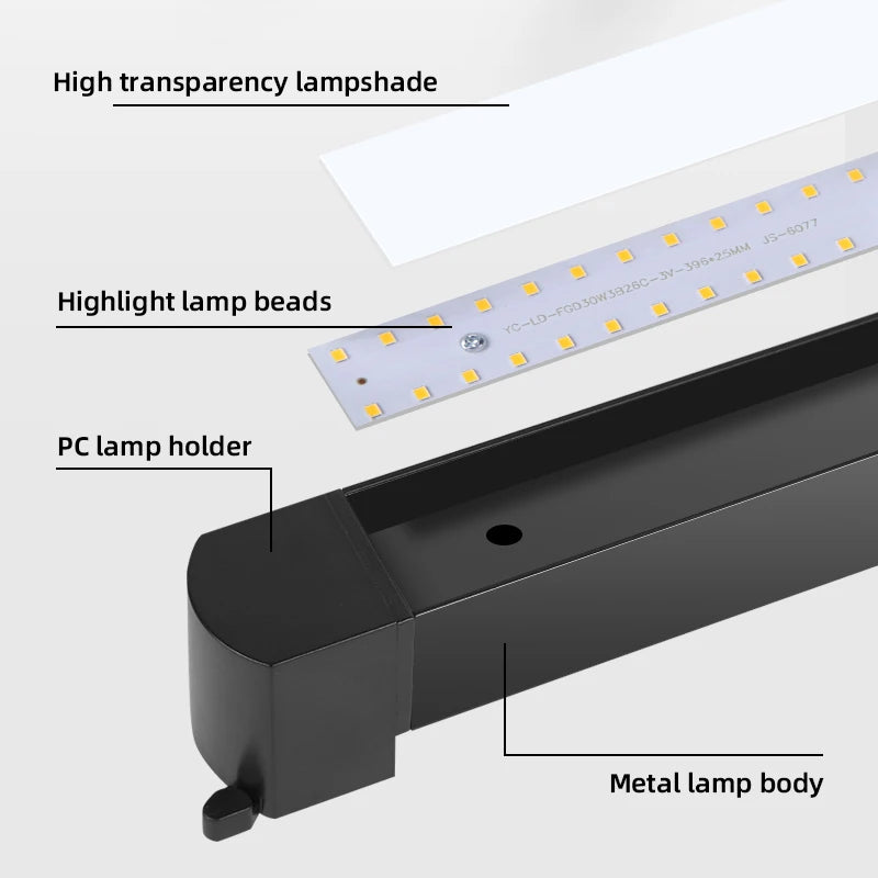 LED Track Light System & Rail Kit - Modern Ceiling Floodlight Spot Lighting Fixture for Living Room, Bedroom, Office & Clothing Store