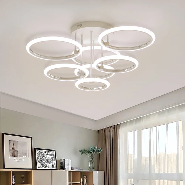 Led Ceiling Light Chandelier Ring Pendants Lights Square Lamp Dimming Remote Control Indoor Lighting Fixture Bedroom Living Room