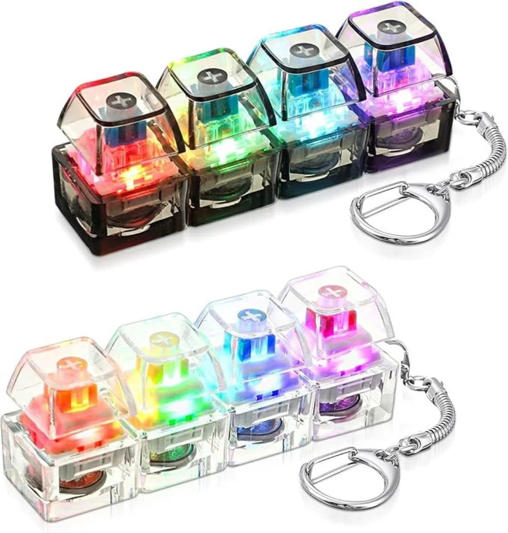 Light-Up Keyboard Switch Keychain - Clickable LED Fidget Toy & Stress Reliever