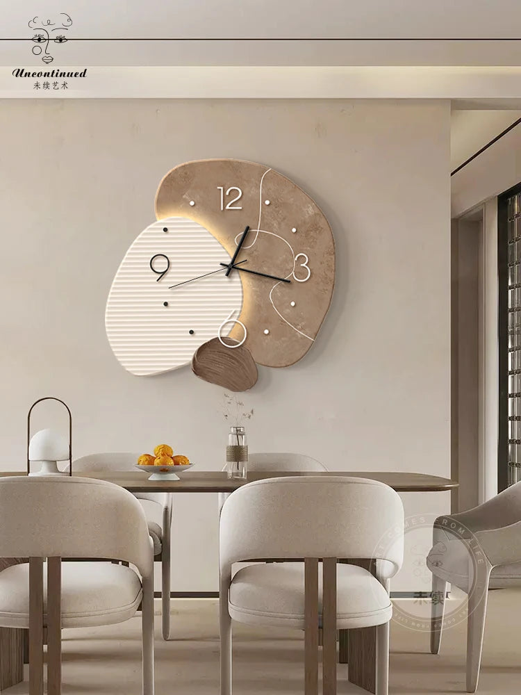 New wabi-Sabi restaurant clock wall clock Home quiet with led lights clock living room background wall decoration