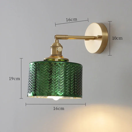 Nordic Green Minimalist Glass Light Chandelier Creative Wall Lights Personality Brass Decors Sconce Bedroom Bedside Dining Room