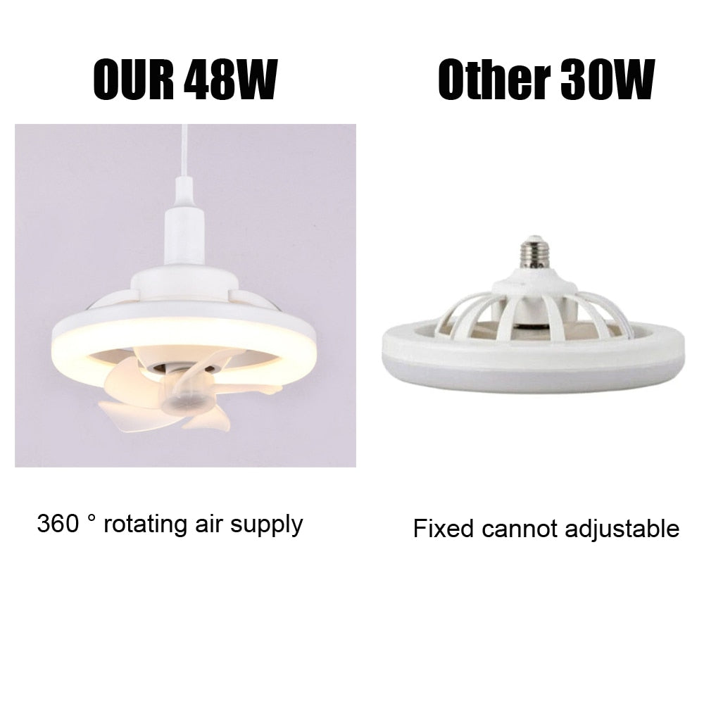 60W Ceiling Fan E27 With Led Light And Remote Control 360 ° Rotation Cooling Electric fan Lamp Chandelier For Room Home Decor