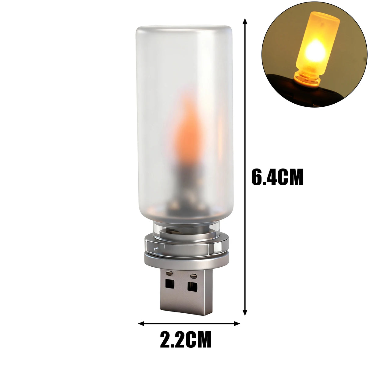 USB Car Ambient Light - LED Flickering Candle Bulb for Interior Decoration