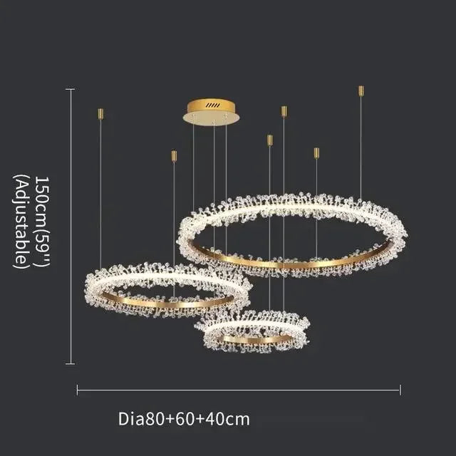 French Light Luxury Lamps Modern Minimalist Living Room Diningroom Bedroom Lighting Internet Celebrity Ring  Crystal Pendant