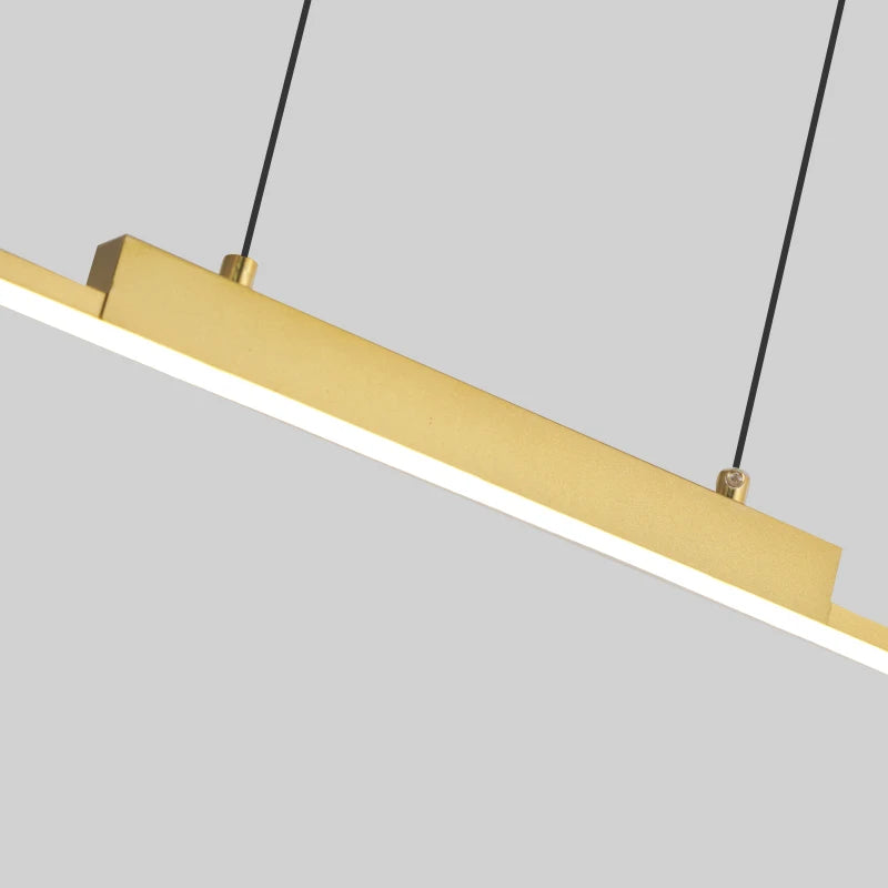 Modern Minimalist LED Pendant Light for Dining Room Adjustable Linear Chandelier in Gold Dimmable Hanging Lamp Fixture for Home