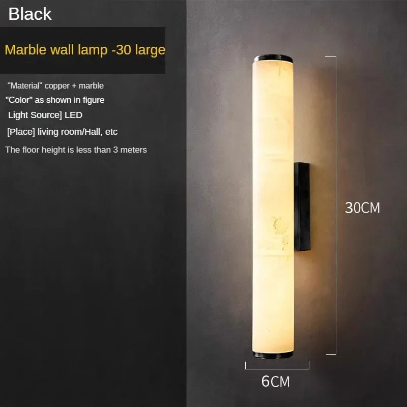 Nordic Lamps Long Stripes Minimalist All Copper Marble Wall Lamp Modern Lighting Luxury Living Room Bedroom Home Decor LED