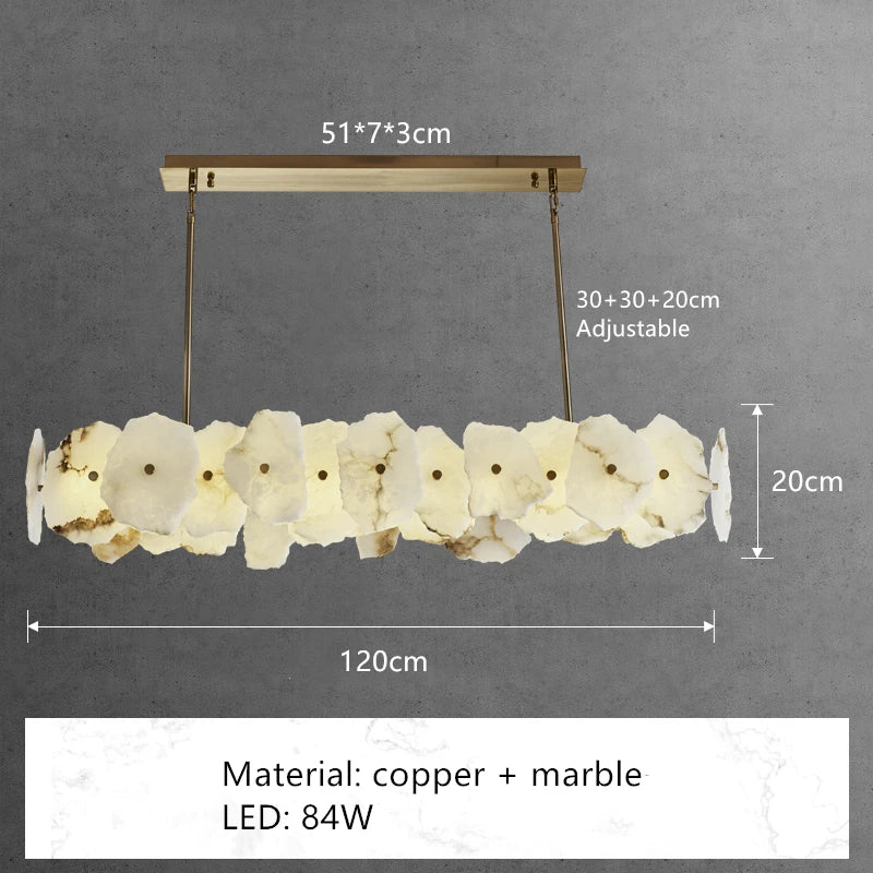 High Quality Copper LED Pendant Lights Natural Marble Dining Room Kitchen Hanging Lamp Creative Unique Art Deco Home Ceiling