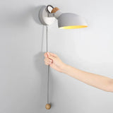 LED Bedside Wall Light with Pull Chain - Replaceable E14 Matte Metal Lamp