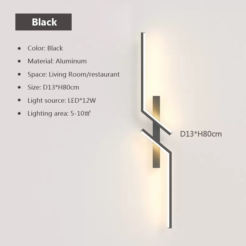 Modern LED Wall Lamp Long Bar Scone Home Decor Living Room Bedroom Minimalist Wall Light Bedside Background Interior Lighting