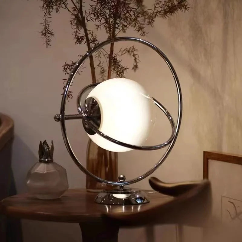 Scandinavian Table Lamp Nordic Chrome Table lamp for Bedroom Living Room Glass Ball LED Rotating Desk Light