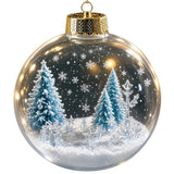 Clear Acrylic Lighted Christmas Ball Ornament Mini Interior Scene Warm LED Light-Up Tree Hanging Bauble Cartoon Shock-Resistant