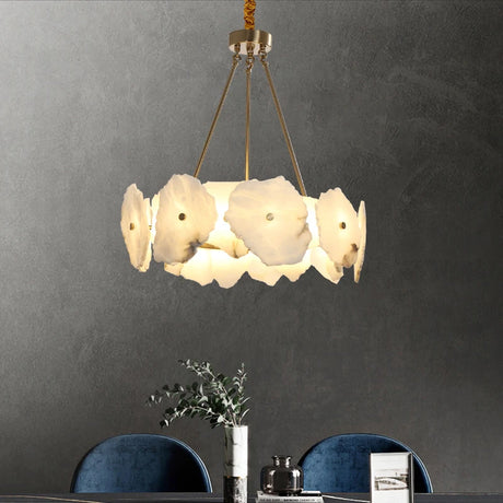 High Quality Copper LED Pendant Lights Natural Marble Dining Room Kitchen Hanging Lamp Creative Unique Art Deco Home Ceiling